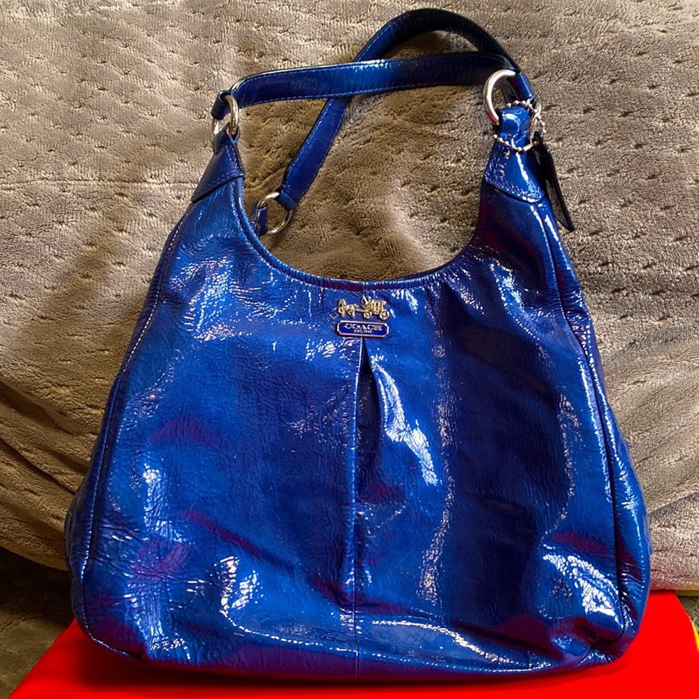 Coach- Blue Patent Leather Maddison Maggie Purse